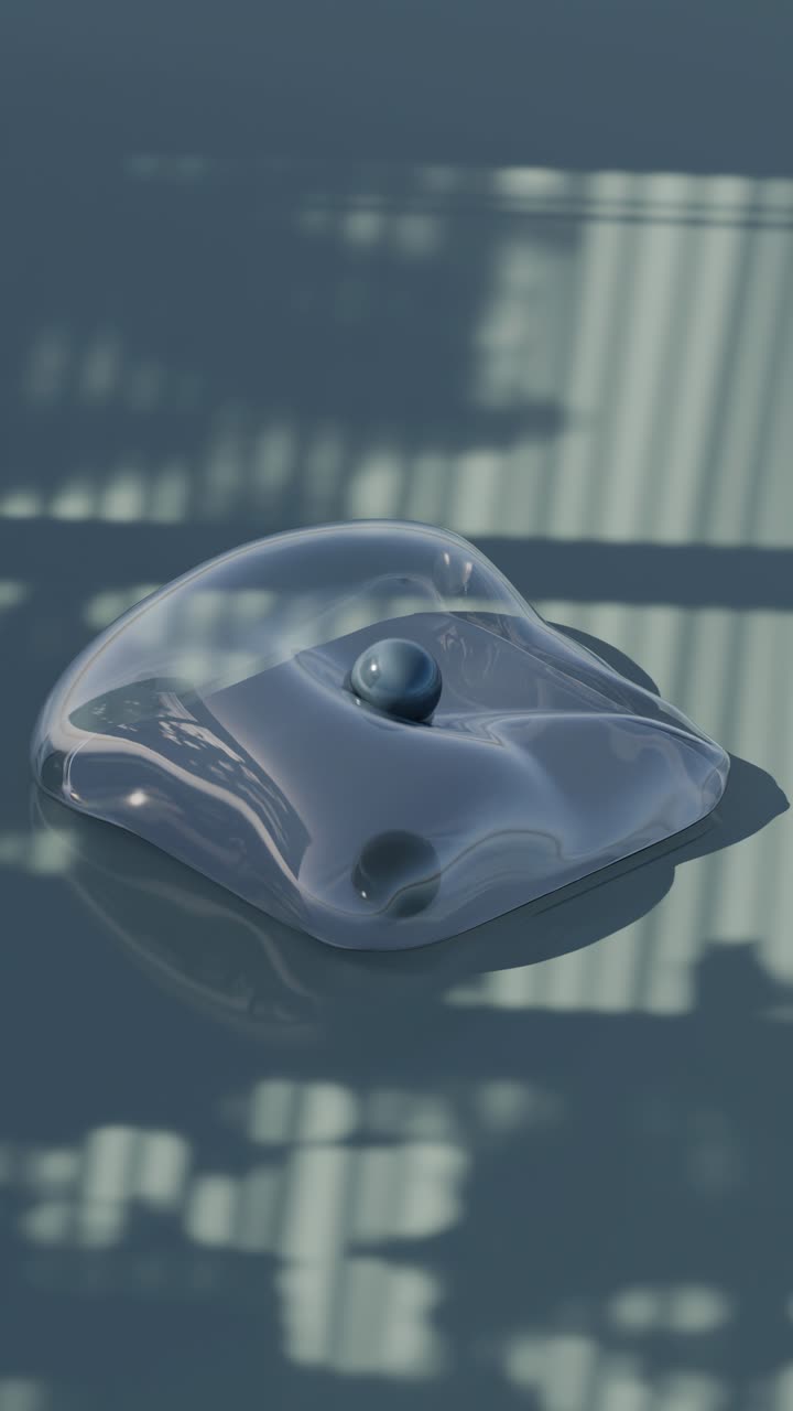 Clear sphere and glass blob with shadows