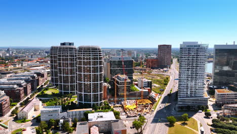 modern skyline of bratislava in slovakia. bright day reveals bratislava mixed architecture, showcasing modern buildings amidst ongoing urban development
