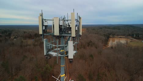 Aerial-Tilting-Shot-of-Cell-Phone-Tower