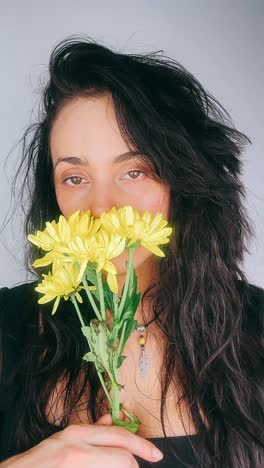 woman with yellow flowers