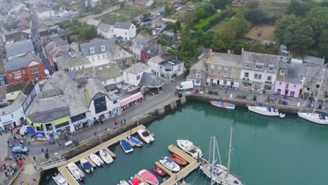 beautiful reveal shot of the fishing port of padstow on the atlantic coast in cornwall england