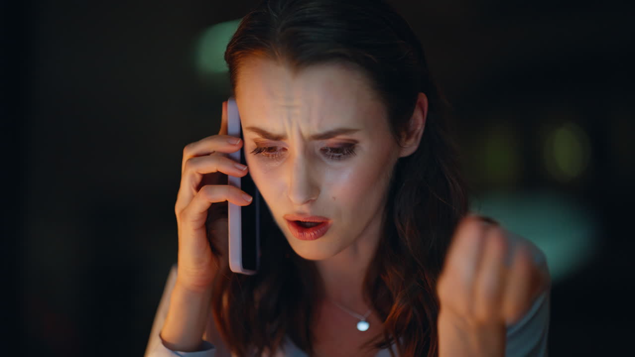 Anxious Woman on the Phone