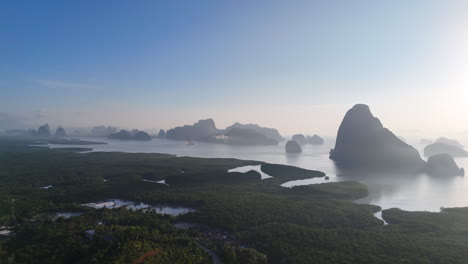 drone view of sametnangshe in morning, with forests, rivers, and mountains