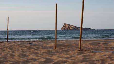 parceled beaches in benidorm, spain, due to coronavirus pandemia