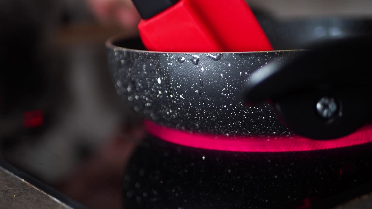 Empty frying pan on hot plate