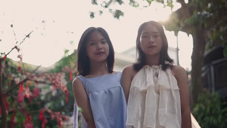 two girls outdoors