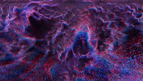 abstract million red cyan blue tone particles big data digital technology waveform