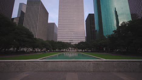 low angle 4k view of downtown houston skyscrapers-1