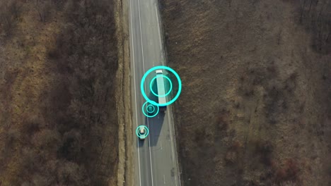 logistics concept, traffic tracking, internet of things - aerial view