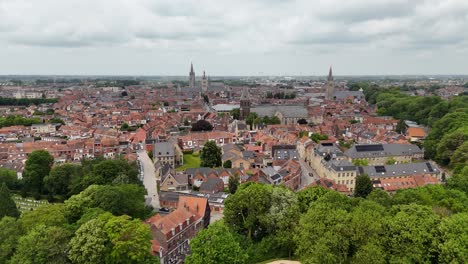 ypres city belgium ascending drone,aerial city walls