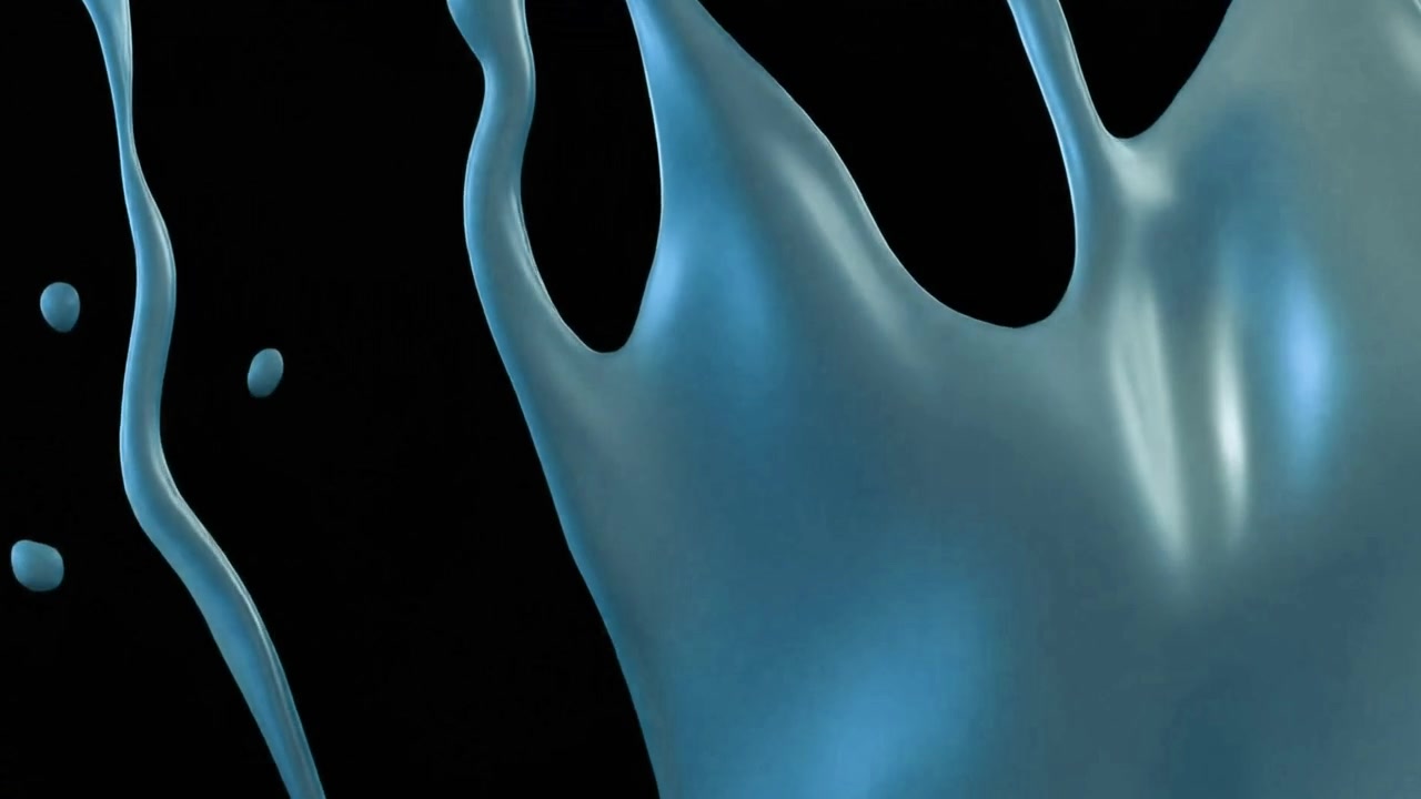 Liquido blu astratto che schizza su sfondo nero