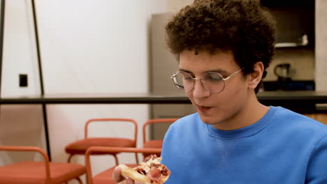 man eating fast food