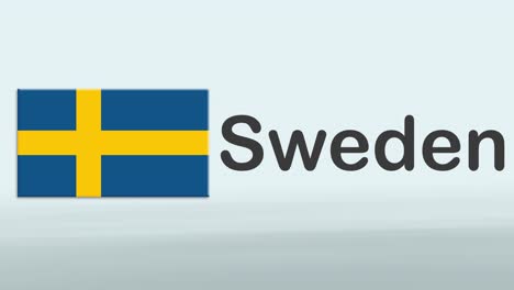 3d presentation promo intro in white background with a colorful ribon of the flag and country of sweden