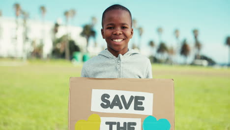 Cartel-De-Niño,-Rostro-Y-Protesta-Por-El-Respeto-Al-Medio-Ambiente