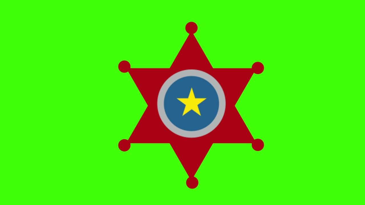 녹색 화면, 안전 범죄 아이콘, 보안관 배지