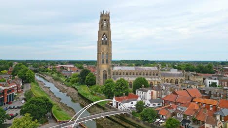 scenic beauty of boston, lincolnshire, in mesmerizing aerial drone footage: port, ships, saint botolph church , saint botolph's bridge