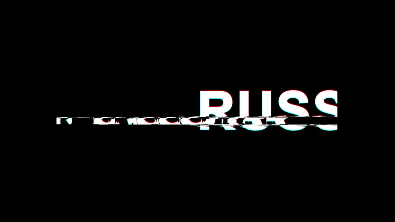 RUSSIA Glitch Effect Text Digital TV Distortion 4K Loop Animation