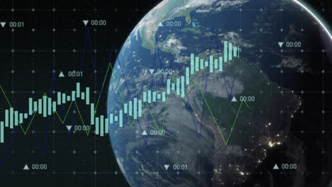 animación del procesamiento de datos financieros en todo el mundo