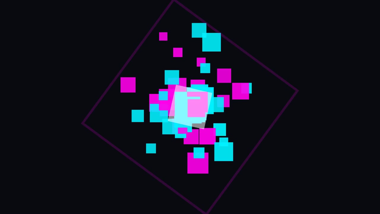 Abstract Motion Graphics with Floating Neon Squares and Geometric Frames