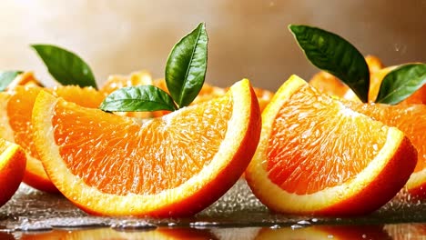 Fresh Orange Slices with Water Splashes