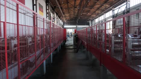 metal sheet forming machine at the modern metalwork factory.