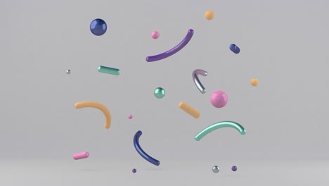 colorful shapes moving. abstract animation, 3d render.