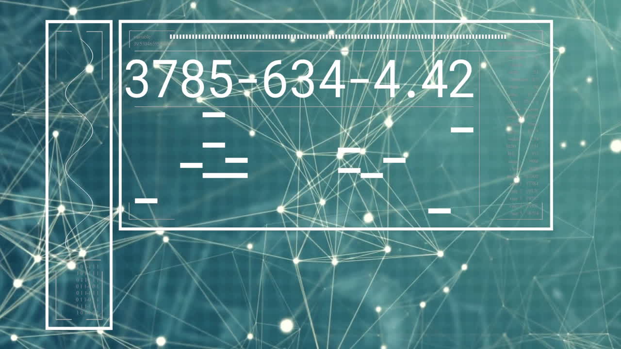 Animation of statistics and digital data processing on green background
