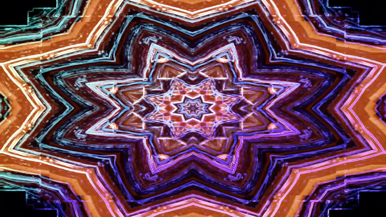 el fondo de movimiento del patrón gráfico colorido del caleidoscopio.