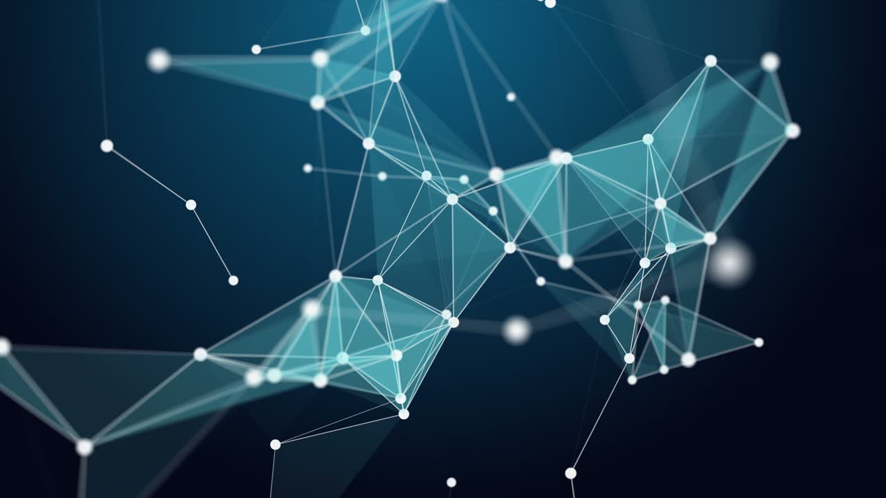 Futuristic plexus animation with glowing triangles in slow motion, 4096x2304 loop 4K