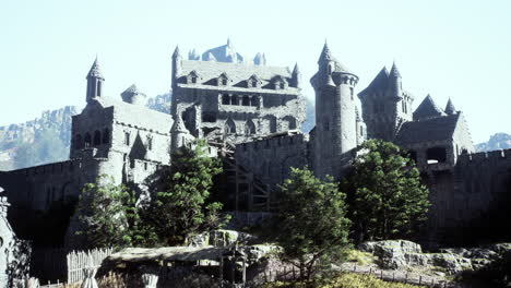 ruined medieval castle in mountains