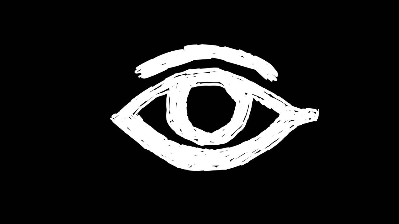 Hand-Drawn Eye Blinking Animation on Black Background