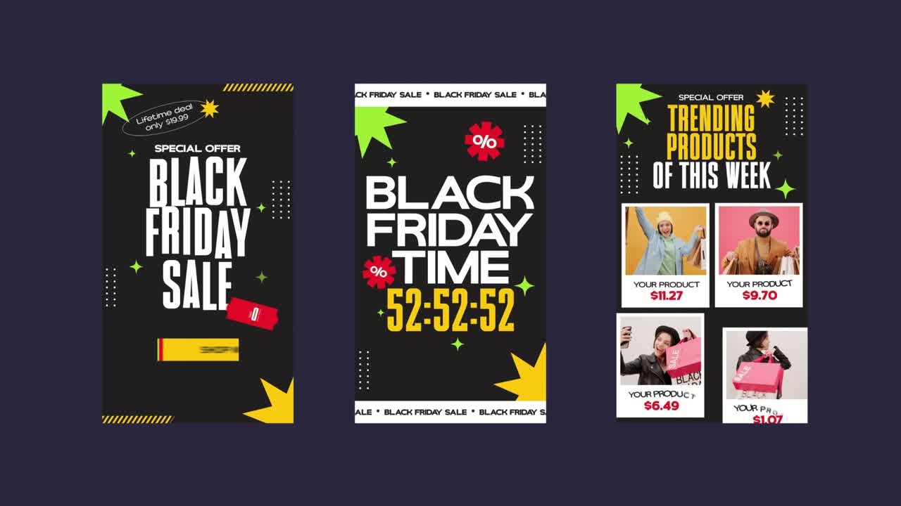 Modelli per Storie di Instagram Black Friday per la Promozione delle Vendite