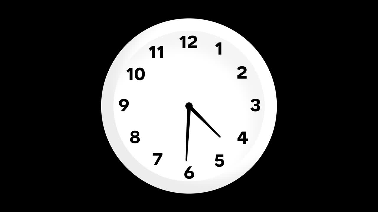 reloj de pared blanco animación de lapso de tiempo canal alfa bucle sin costuras