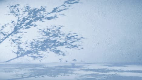 a tree branches shadow on textured blue wall. nature silhouette concept