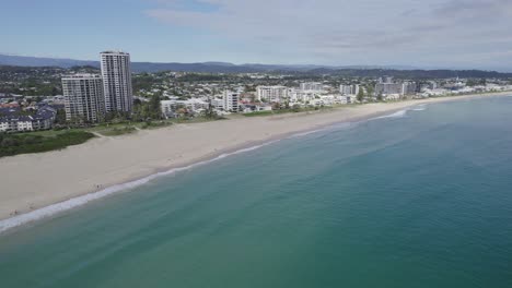 beachfront suburbs of palm beach in gold coast, queensland, australia - aerial drone shot