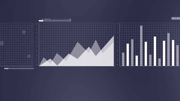 Animation of financial data processing on black background