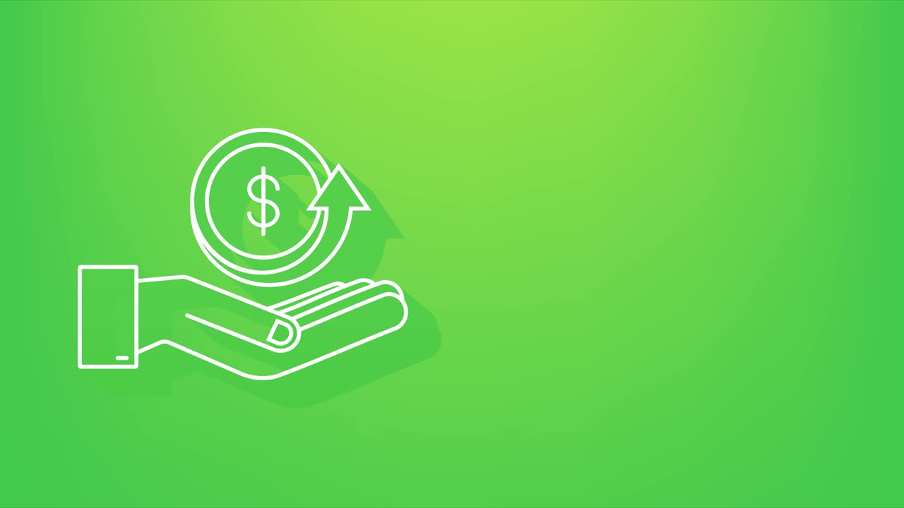 Shadow Cash back coin icon with hand. Cash back or money refund label. motion graphic