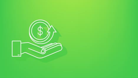 icono de moneda de cambio de sombra con la mano. etiqueta de cambio de dinero o reembolso de dinero. gráfico de movimiento
