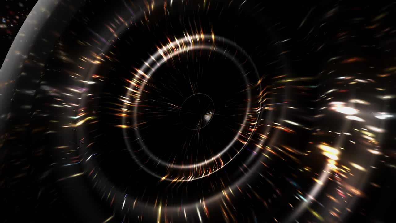 파동 파동 이동 애니메이션의 효과와 함께 원의 추상적인 3d 패턴 4k 어두운 검은 디지털 표면 반지 비즈니스 프레젠테이션을위한 파동 모션, 기술 원활한 루프 배경.