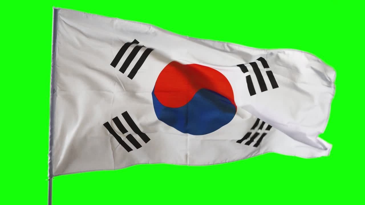 la bandera de corea del sur volando en el asta de la bandera en el estudio