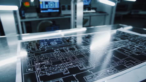technical drawing of circuit board in a lab