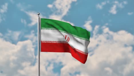 Iran-flag-waving-in-the-blue-sky-realistic-4k-Video