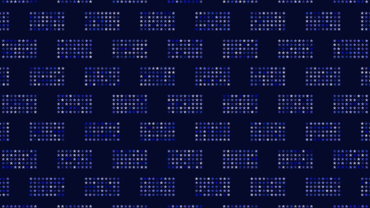 Neon stars pattern in rows on dark space