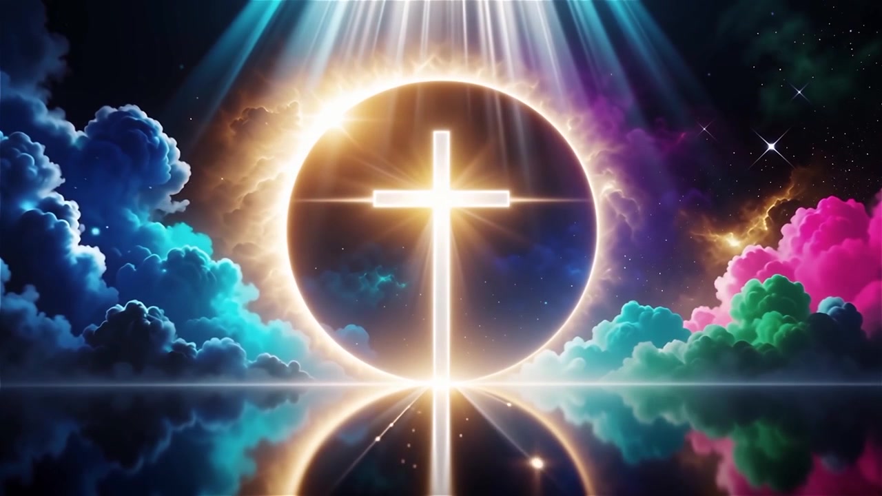 Christian Cross Heavenly Light Worship Background