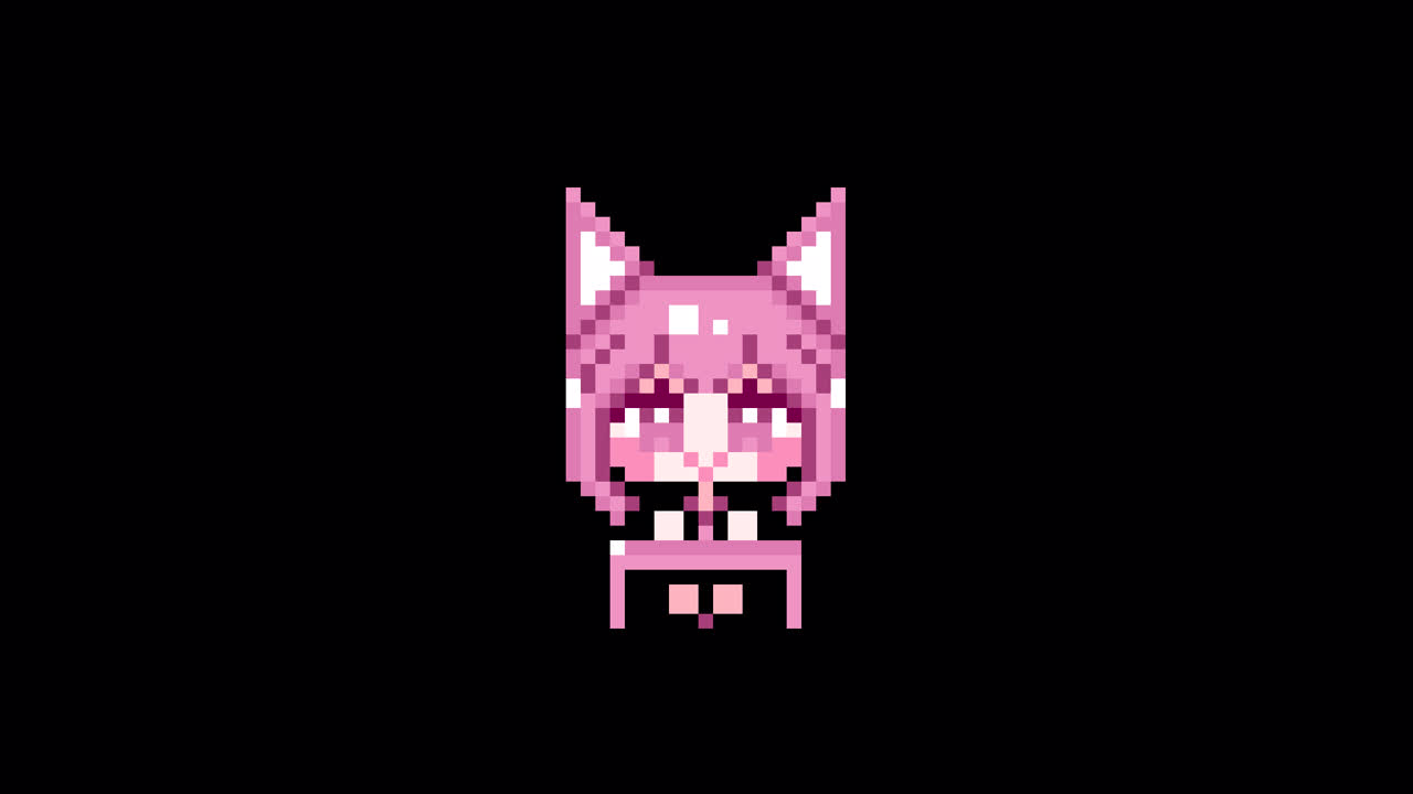 Pixel Cat girl sit at a desk short hair Looping animation. 1080p (1).mov