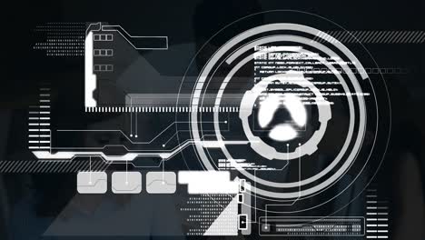 animation of digital interface over talking business people