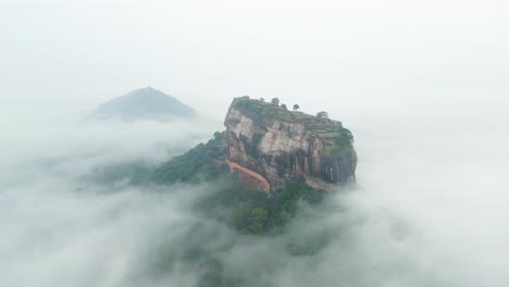 aerial view of sigiriya lions rock in sri lanka with foggy weather