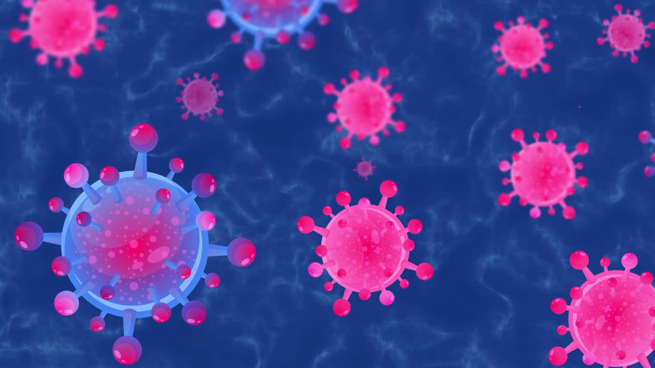 Motion corona Virus In Background with space for text. viruses under microscope, popular scientific abstract corporate background