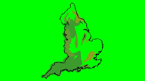 england drawing colored map on green screen isolated whiteboard