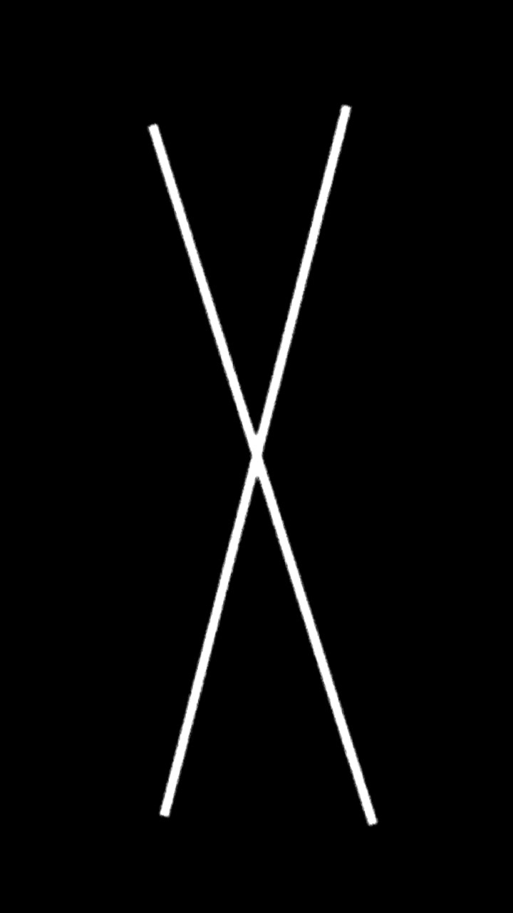 Sfondo scuro con linee bianche incrociate, due tratti diagonali luminosi e spazio negativo nero.